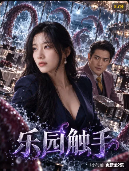芒果短剧悬疑奇幻短剧《乐园触手》惊悚脑洞海报